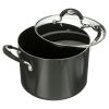 6 Qt Lock and Drain Charcoal Gray Pasta Pot