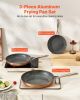 3 Piece Frying Pan Aluminum Skillet Set 8 10 12 in Handle Pre-Seasoned Grey