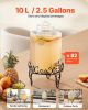 Drink Dispenser 2.5 Gal Beverage Dispenser for Parties Glass with Stand