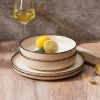 Pasta Bowls Set of 4, 35oz Large Salad Bowls for Serving, Wide and Shallow Ceramic Plates for Kitchen, Double Reactive Glaze