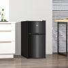 3.2 Cu.Ft Double Door Mini Fridge with Freezer Adjustable Shelf Thermostat Reversible Door Black