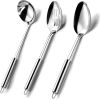 Serving Utensils Set for Parties,3-Piece Silver Stainless Steel utensils set,Includes 1 Serving Spoon, 1 Slotted Spoon and 1 Soup Ladle