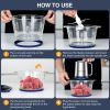 2L Electric Food Chopper Processor Vege Meat Grinder Mixer 2 Bowls Stainless Steel Glass