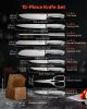 VEVOR Kitchen Knife Set with Block and Sharpener, 15 Piece German High Carbon Stainless Steel Sharp Knife Set, Kitchen Cutlery with Ergonomic Handle