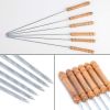 2 PCS Skewers for Grilling, Kabob Skewers with Wood Handle, Reusable BBQ Barbecue Sticks