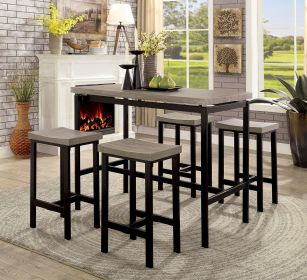 5 Pc Counter Height Table Set Two Tone Design Black Gray Dining Chairs