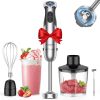 Immersion Hand Blender, 5-in-1 Hand Blender with Entire Stainless Steel Blender Shaft, Full Copper Motor, Built in 12 Speed Turbo Stick Blender