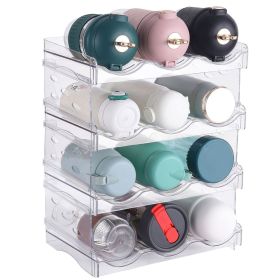4 Tier Bottle Storage Holder 12 Bottles Transparent Stackable Bottle Organizer for Kitchen Fridge Cabinet Pantry