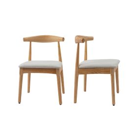 Mid Century Dining Room Chairs Set of 2,Wood and Fabric Upholstered