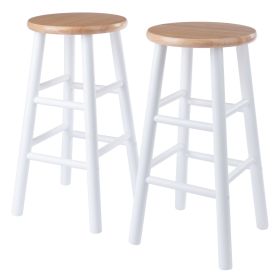 2-Pc Counter Stools; 24"; Natural & White