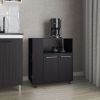 Linden Kitchen Cart with Microwave Shelf. Open Storage. and Two-Door Cabinet. Wengue