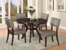Gray Fabric & Espresso Finish 5PCs Dining Room Set