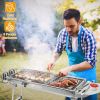 Foldable BBQ Grill Portable Charcoal Grill Stainless Steel BBQ Grill For Picnic Camping Backyard Cooking