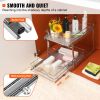 2 Tier 14"W x 21"D Pull Out Cabinet Organizer, Heavy Duty Slide Out Pantry Shelves, Chrome-Plated Steel Roll Out Drawers