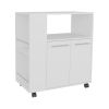 Linden Kitchen Cart with Microwave Shelf.White