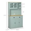 71" Freestanding Kitchen Pantry Modern Storage Cabinet Microwave Stand with Drawers Glass Doors
