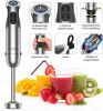 Immersion Hand Blender, 5-in-1 Hand Blender with Entire Stainless Steel Blender Shaft, Full Copper Motor, Built in 12 Speed Turbo Stick Blender