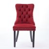 Classic Velvet Dining Chairs, High-end Tufted Solid Wood Contemporary Velvet Upholstered Dining Chair with Wood Legs Nailhead, SET OF 2,Burgundy