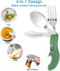 5 Pack Camping Utensils, 4-in-1 Portable Stainless Steel Cutlery with Fork, Spoon, Knife, and Bottle Opener