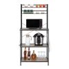 5-Tier Kitchen Bakers Rack with 10 S-Shaped Hooks, Industrial Microwave Oven Stand