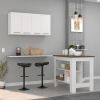 5-Shelf 4-Door 2-piece Kitchen Set, Kitchen Island and Upper Wall Cabinet White and Walnut