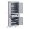 72 Kitchen Pantry Cabinet Storage, Freestanding Cupboard with Drawer 4 Doors Adjustable Shelves, Gray