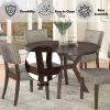 Gray Fabric & Espresso Finish 5PCs Dining Room Set