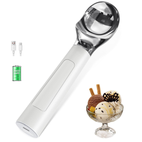 Scoop EZ LED Heated Ice Cream Scoop Thermostatic And Rechargeable (Color: White)