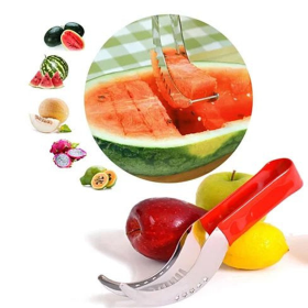 WOWZY RED/STELL Watermelon or any Melon Slicer and Cake With Mellon Baller And Fruit Carver (Style: w/ Red Silicone Grip Handle)