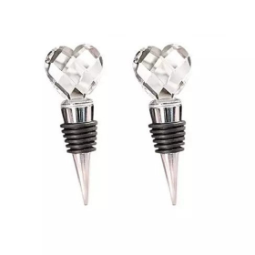 Hearty Wines Pair Of Wine Stoppers For Wine Lovers (Design: Crystal Hearts)