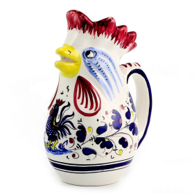 ORVIETO ROOSTER Pitcher (Color: Blue, size: 9.5H (1 LITER - 34 OZ.- 1 QT) (Dimensions measured in Inches))