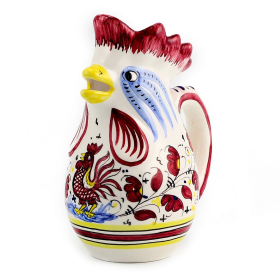 ORVIETO ROOSTER Pitcher (Color: Red, size: 9.5H (1 LITER - 34 OZ.- 1 QT) (Dimensions measured in Inches))
