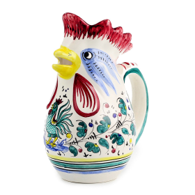 ORVIETO ROOSTER Pitcher (Color: Green, size: 9.5H (1 LITER - 34 OZ.- 1 QT) (Dimensions measured in Inches))