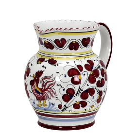 ORVIETO ROOSTER Pitcher (Color: Red, size: 6 DIAM. X 6.5 HIGH ( 1 Liter - 34 Oz.) (Dimensions measured in Inches))