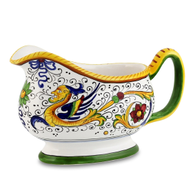 RAFFAELLESCO Sauce Boat (size: 6.75 Long. X 3.5 WIDE X 5 HIGH (8.5 Long with handles) (Dimensions measured in Inches))