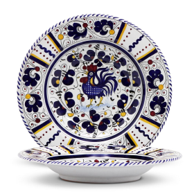 ORVIETO ROOSTER Pasta/Soup Rim Plate (Color: BR Design, size: 10 DIAM. (Dimensions measured in Inches))