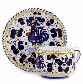 ORVIETO ROOSTER Cups & Saucers (Color: Blue, size: CUP)