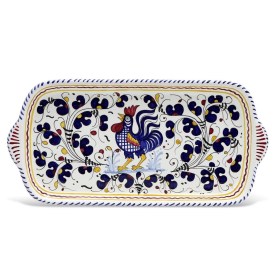 ORVIETO ROOSTER: Serving Tray (Color: Blue, size: 13 LONG X 7 (Dimensions measured in Inches))