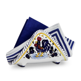ORVIETO ROOSTER Napkin Holder (Color: Blue, size: 6.5 WIDE X 3.5 HIGH (Dimensions measured in Inches))