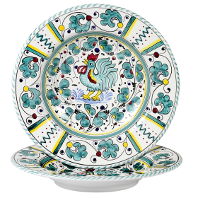 ORVIETO ROOSTER Pasta/Soup Rim Plate (Color: GR Design, size: 10 DIAM. (Dimensions measured in Inches))