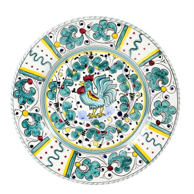 ORVIETO ROOSTER: Salad Plate (Color: Green, size: 8 DIAM. (Dimensions measured in Inches))