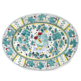 ORVIETO ROOSTER Platter (Color: Green, size: 17 Long X 13 WIDE (Dimensions measured in Inches))