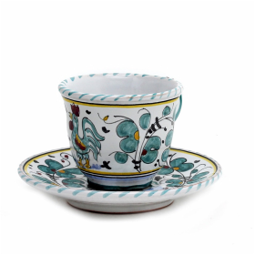ORVIETO ROOSTER Cups & Saucers (Color: Green, size: CUP)