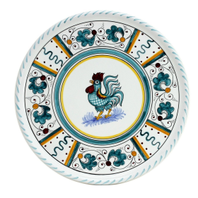 ORVIETO ROOSTER Dinner Plate (Color: Green, size: 12.5 DIAM. X .75 (3/4) HIGH (Dimensions measured in Inches))
