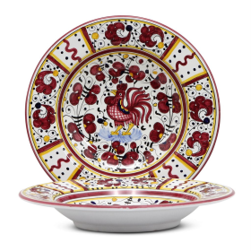 ORVIETO ROOSTER Pasta/Soup Rim Plate (Color: RR Design, size: 10 DIAM. (Dimensions measured in Inches))