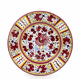 ORVIETO ROOSTER: Salad Plate (Color: Red, size: 8 DIAM. (Dimensions measured in Inches))