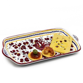 ORVIETO ROOSTER: Serving Tray (Color: Red, size: 13 LONG X 7 (Dimensions measured in Inches))