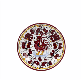 ORVIETO ROOSTER: Bread Plate (Color: Red, size: 7 DIAM. (Dimensions measured in Inches))