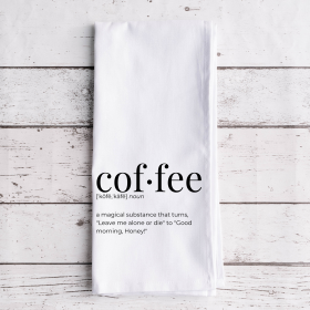 Coffee Definition - Tea Towel (Style: Waffle Weave)