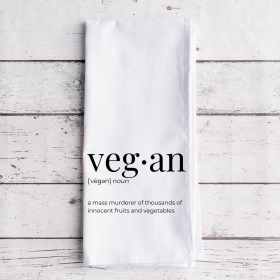 Vegan Definition - Tea Towel (Style: Waffle Weave)